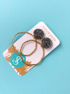 Glitter Top Hoops: White / Round