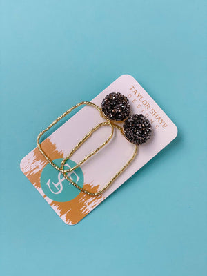 Glitter Top Hoops: White / Round