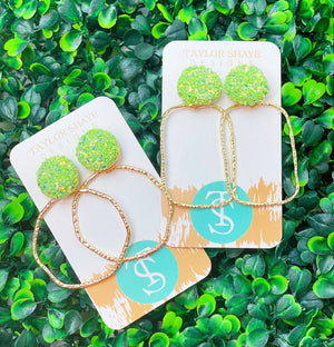 Glitter Top Hoops: White / Round