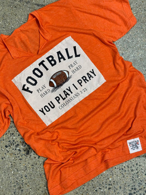 Football Patch V-Neck | Gameday |  Graphic Tee: Purple / S