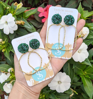 Glitter Top Hoops: White / Round