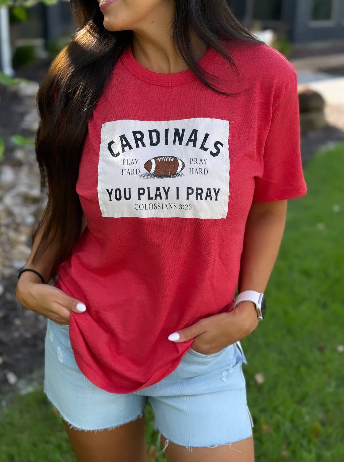 Custom Football Patch | School Spirit | Gameday Shirt: Navy / XL