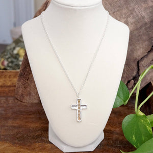Minimalist Cross Dainty Chain Necklace – Worn Gold or Silver Tone: Worn Gold Tone