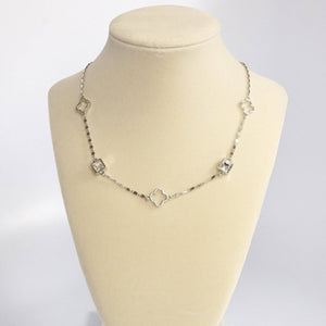 Clover station dainty short necklace with crystals in Gold and Silver Tones: Gold tone