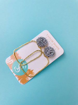 Glitter Top Hoops: White / Round