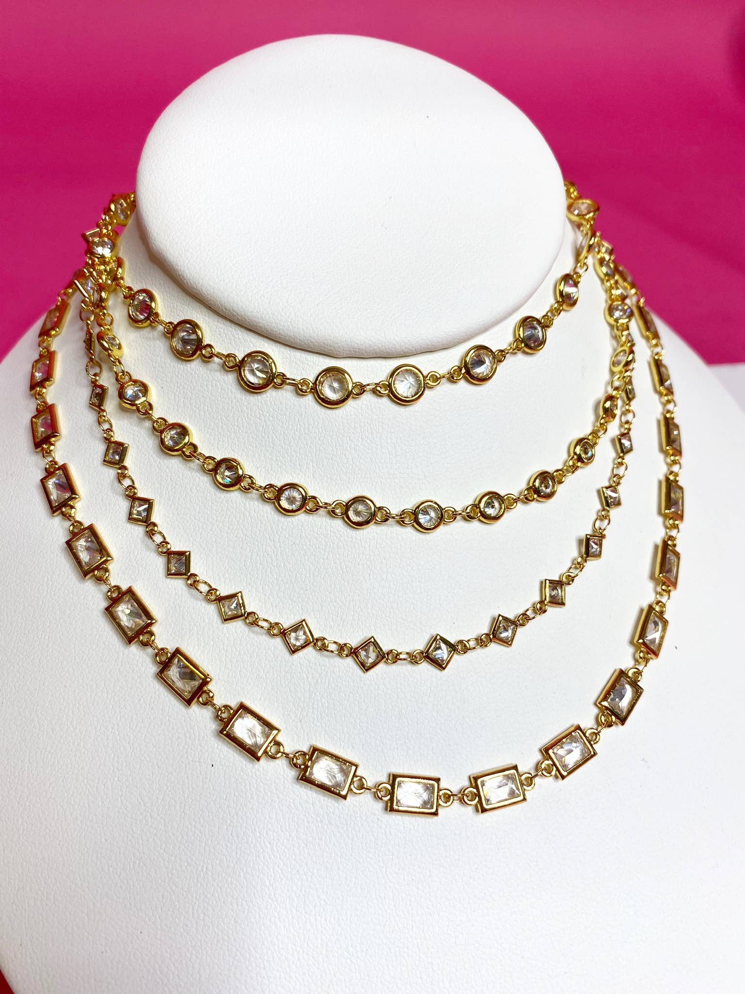 CZ Chain Layering Chokers: Large round