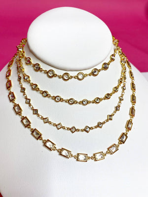 CZ Chain Layering Chokers: Large round